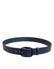 Dolce & Gabbana Blue Calf Leather Classic Metal Buckle Belt - 115 cm / 46 Inches - Belts