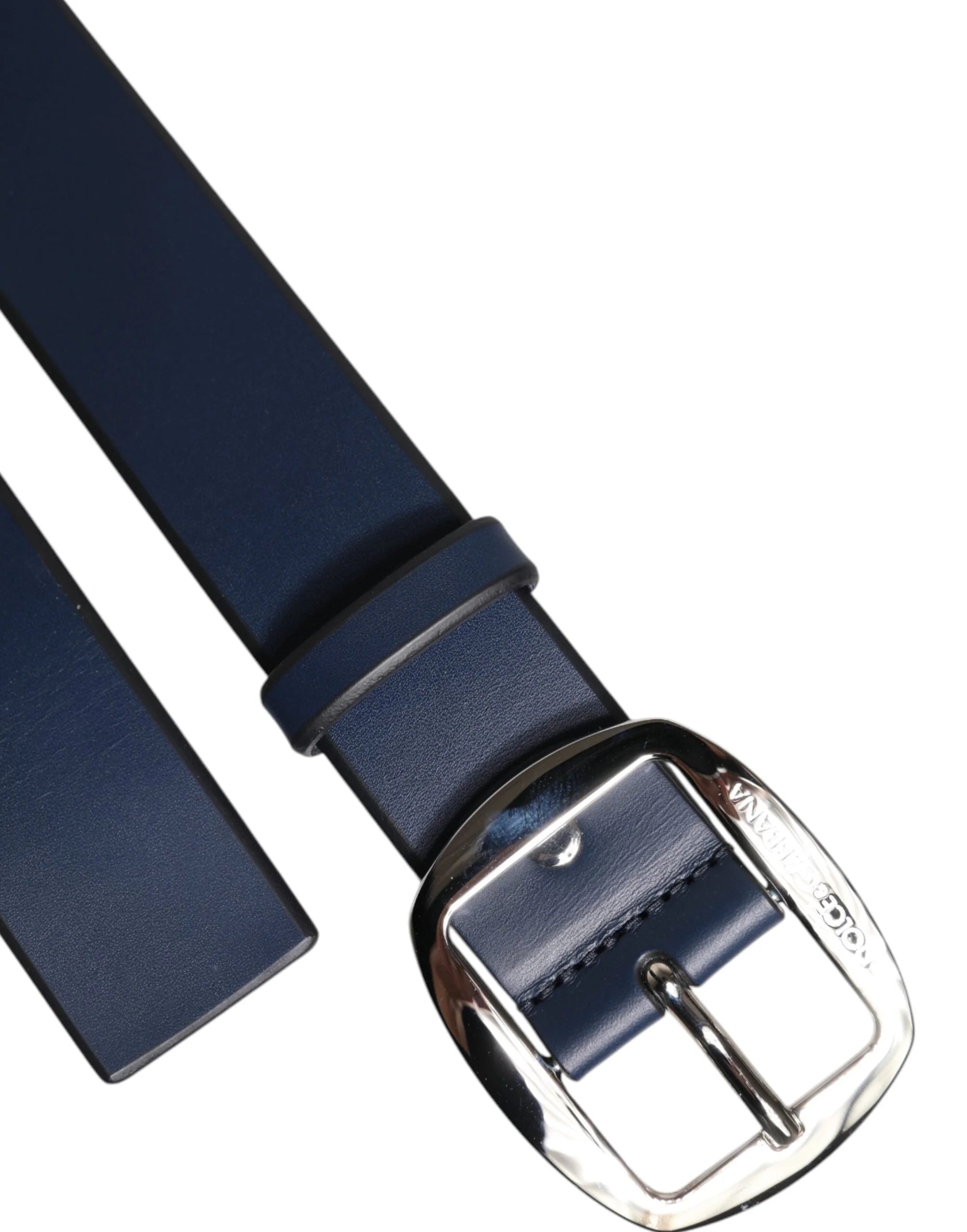 Dolce & Gabbana Blue Calf Leather Classic Metal Buckle Belt - 115 cm / 46 Inches - Belts