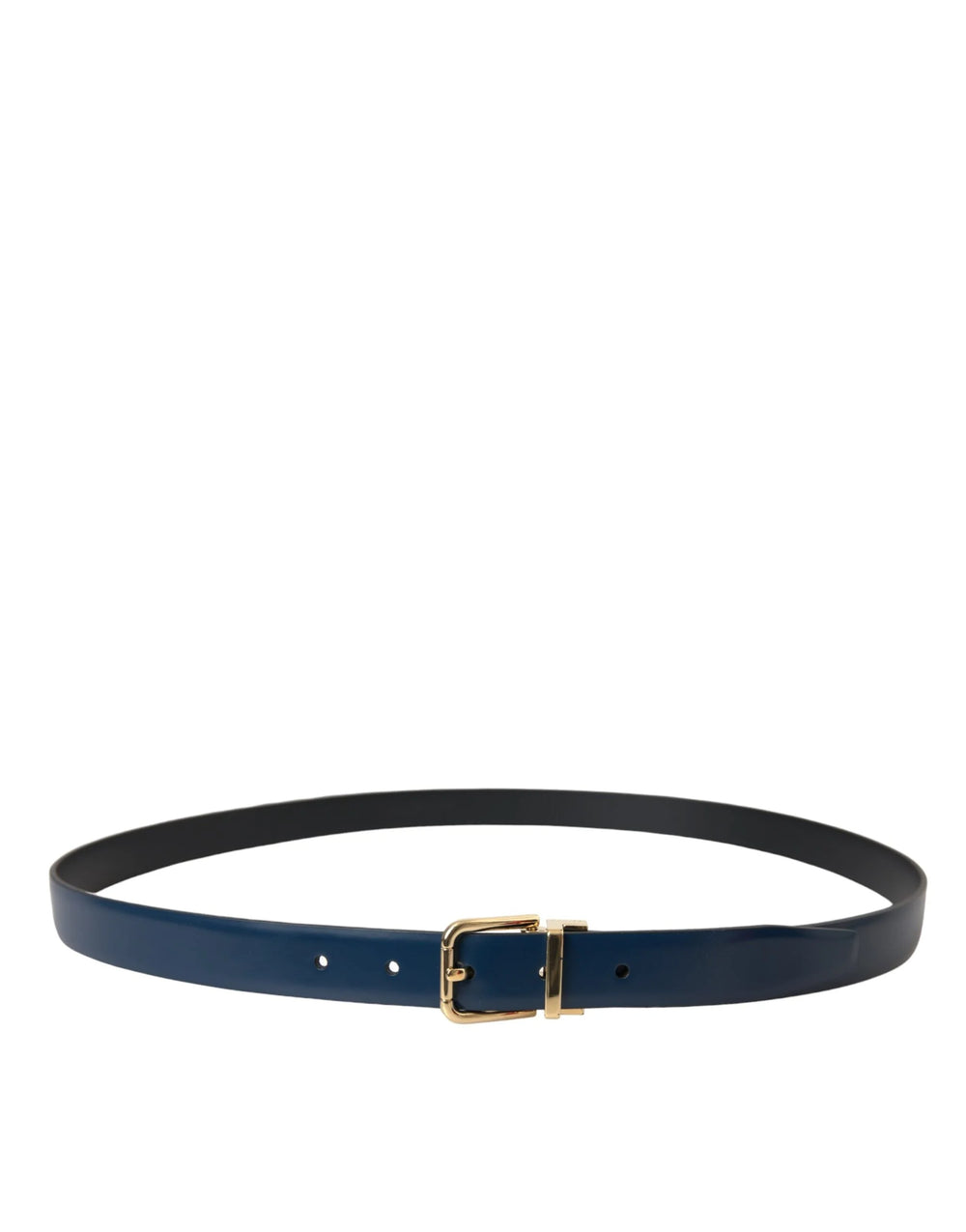 Dolce & Gabbana Blue Calf Leather Gold Metal Buckle Belt Men - 110 cm / 44 Inches - Belts