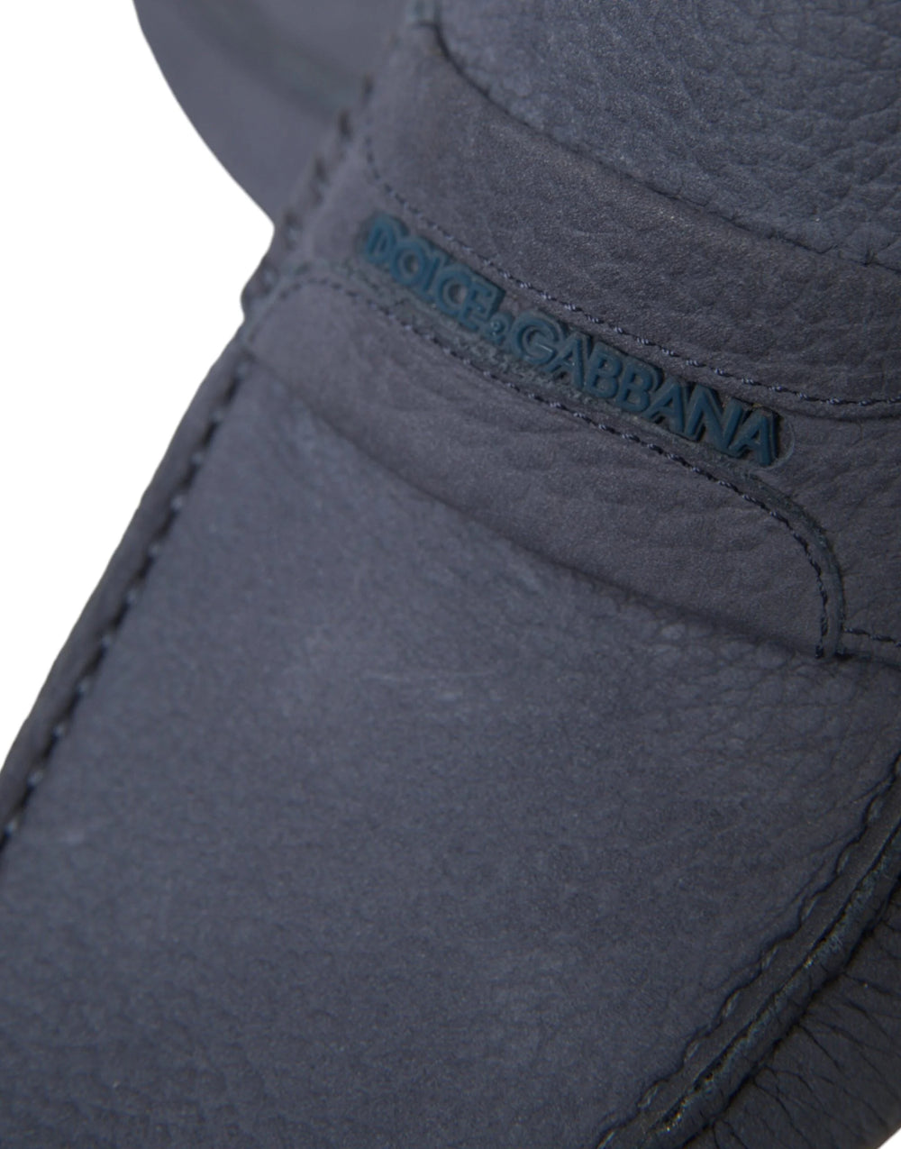 Dolce & Gabbana Blue Calf Leather Slip On Moccasin Shoes - Flats