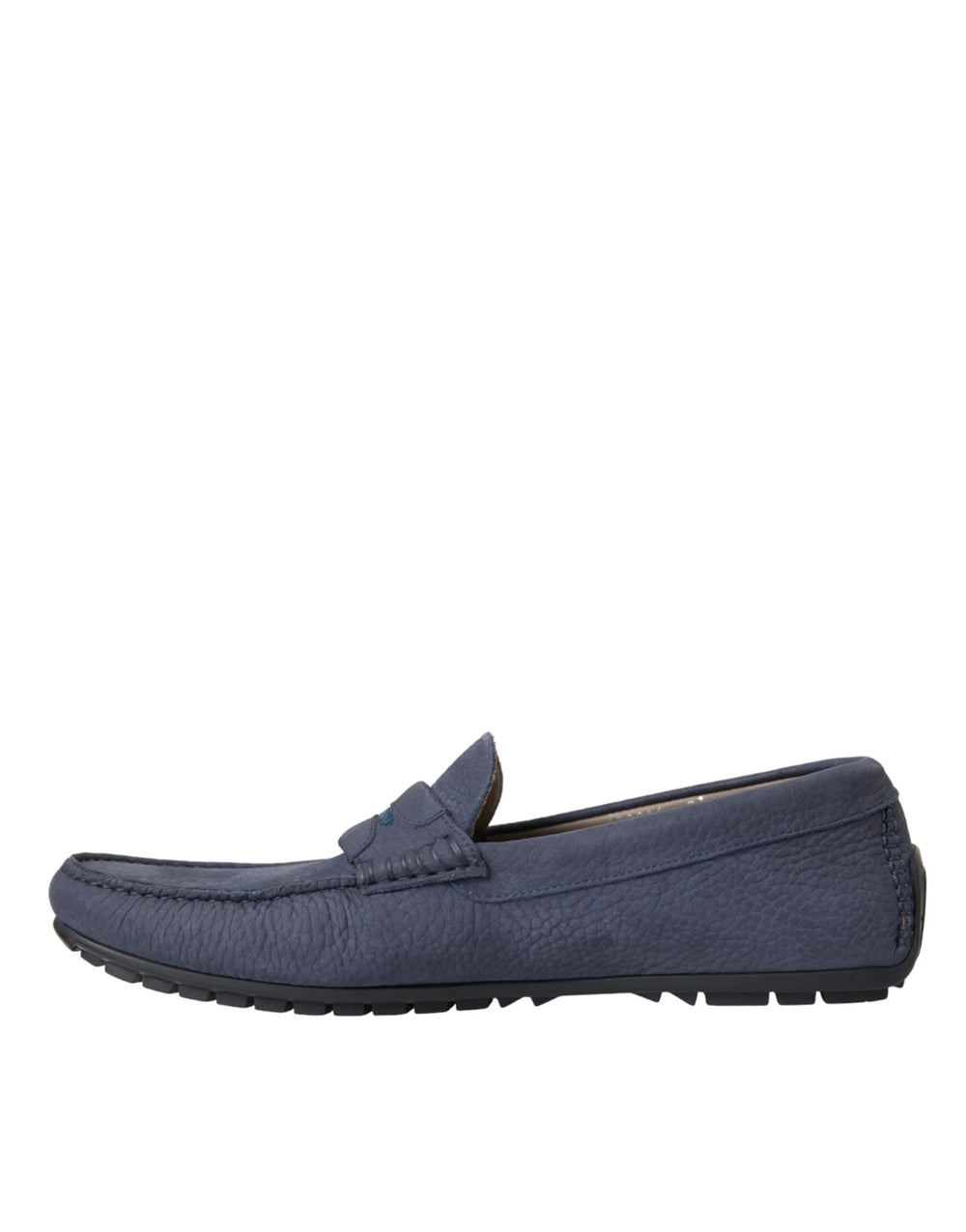 Dolce & Gabbana Blue Calf Leather Slip On Moccasin Shoes - Flats
