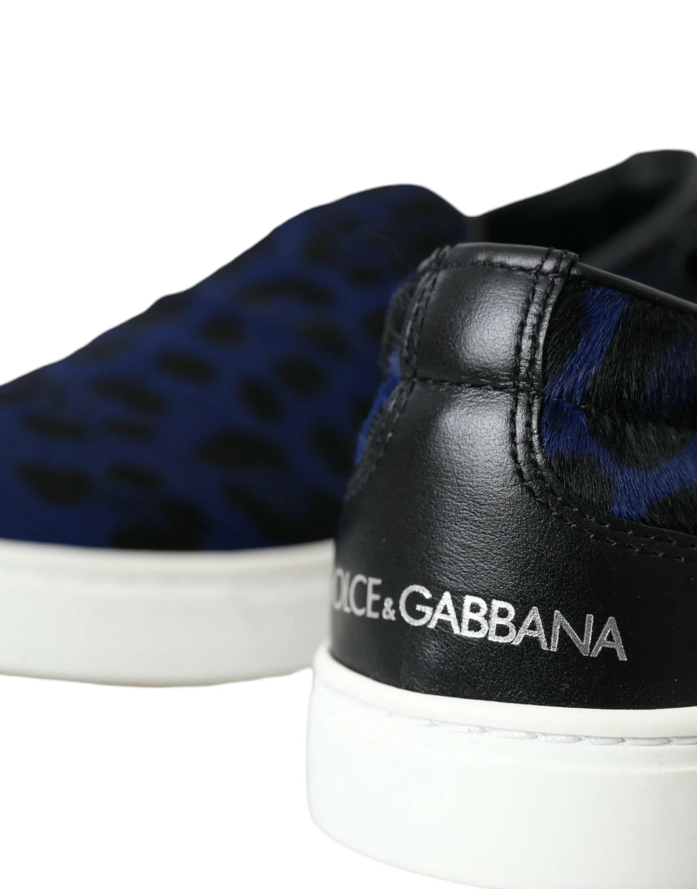 Dolce & Gabbana Blue Calfskin Hair Leopard Sneakers Shoes - EU40.5/US7.5 - Sneakers