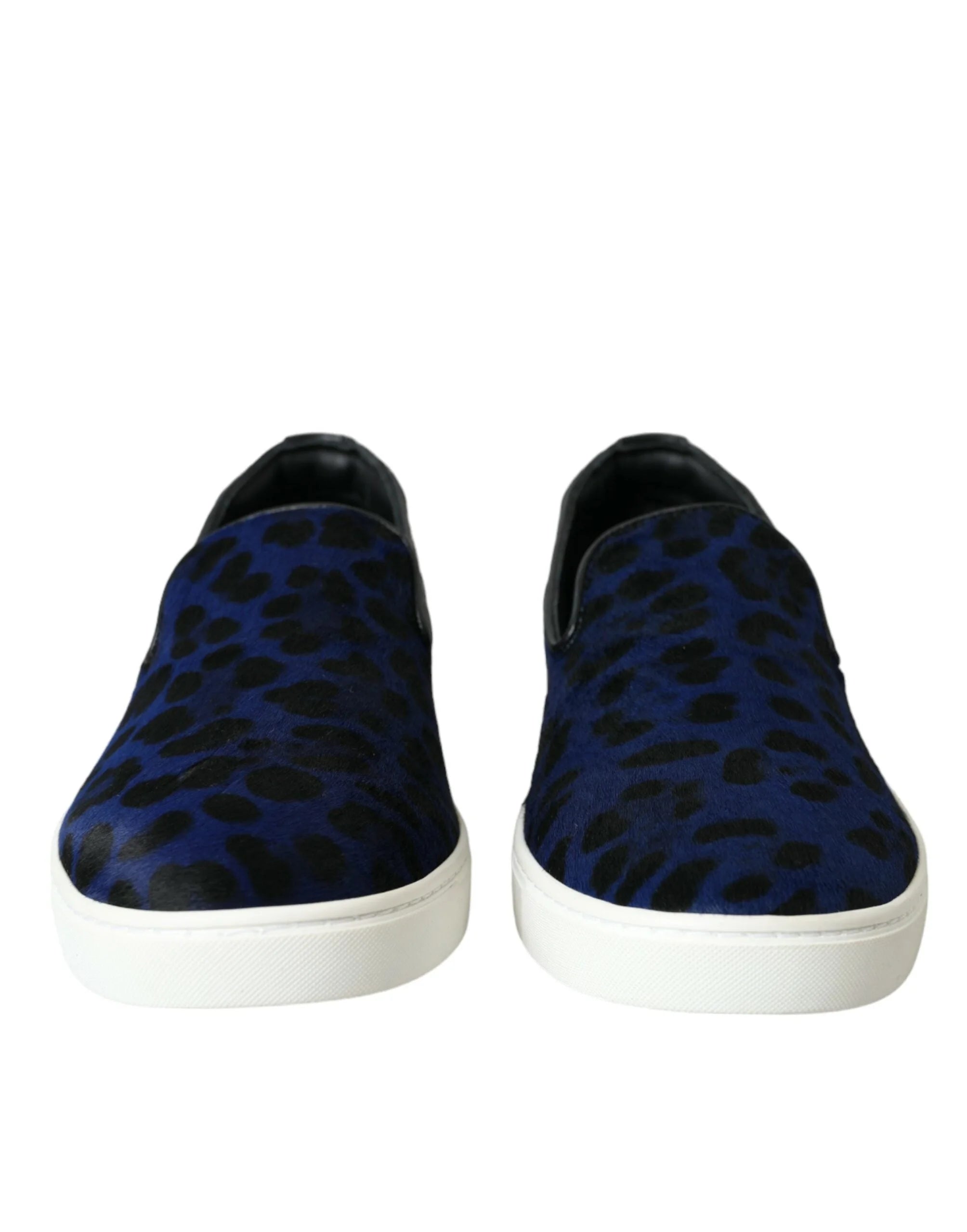 Dolce & Gabbana Adidași din piele de vițel albastră cu model leopard - EU40.5/US7.5