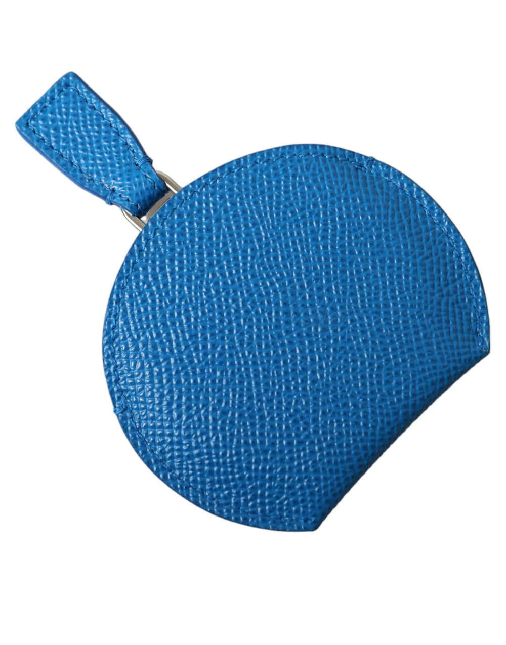 Dolce & Gabbana Blue Calfskin Leather Round Logo Hand Mirror Holder - Face Mirrors