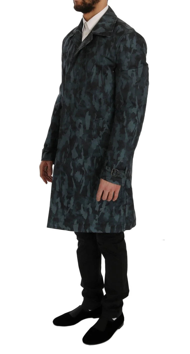 Dolce & Gabbana Blue Camouflage Trench Trench - IT48 | M - Trench Coats