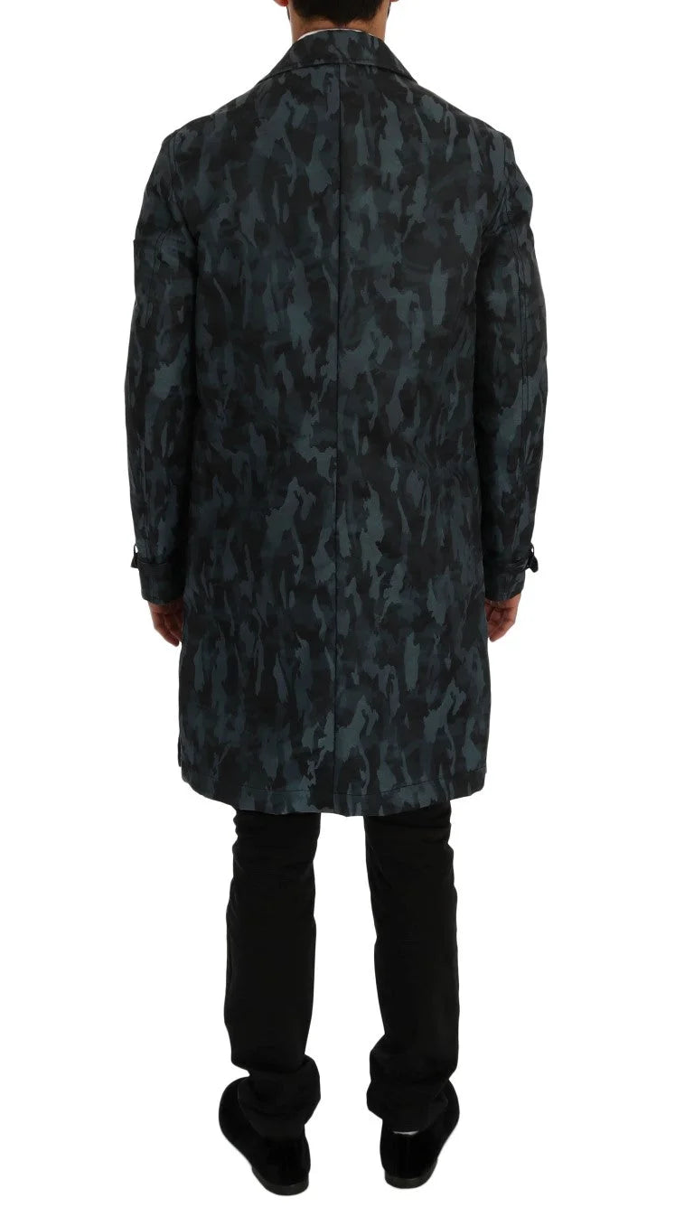 Dolce & Gabbana Blue Camouflage Trench Trench - IT48 | M - Trench Coats