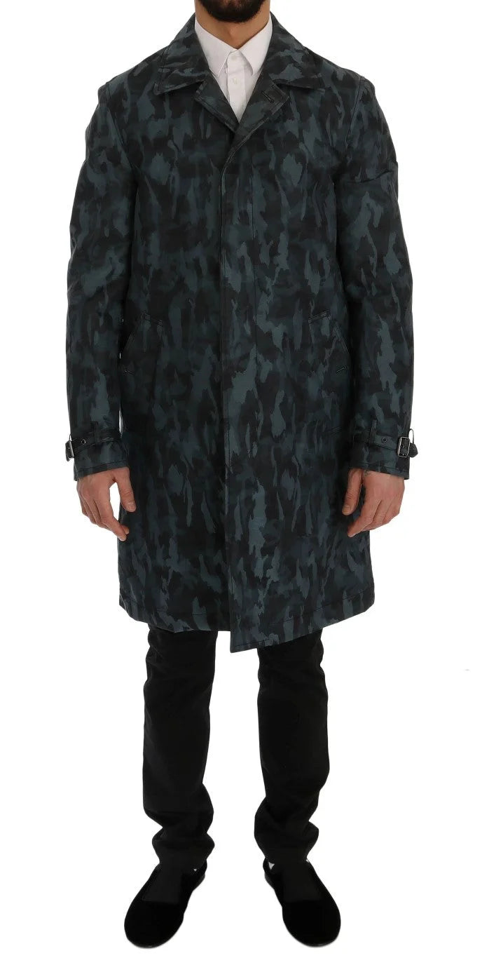 Dolce & Gabbana Blue Camouflage Trench Trench - IT48 | M - Trench Coats