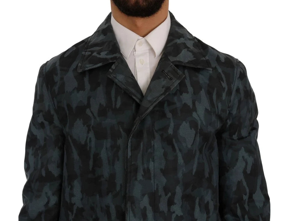 Dolce & Gabbana Blue Camouflage Trench Trench - IT48 | M - Trench Coats