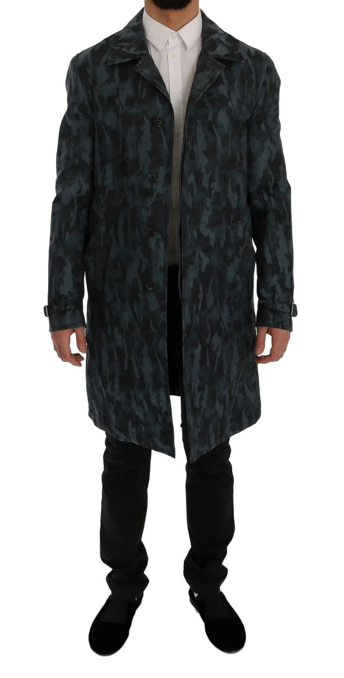 Dolce & Gabbana Blue Camouflage Trench Trench - IT48 | M - Trench Coats