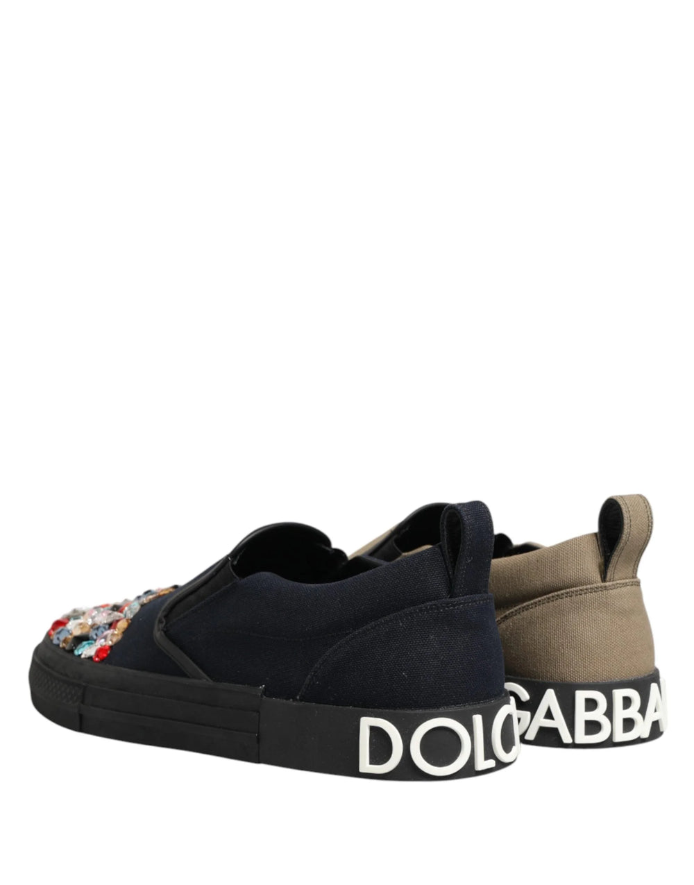 Dolce & Gabbana Blue Canvas Embellished Slip On Men Sneakers Shoes - EU44/US11