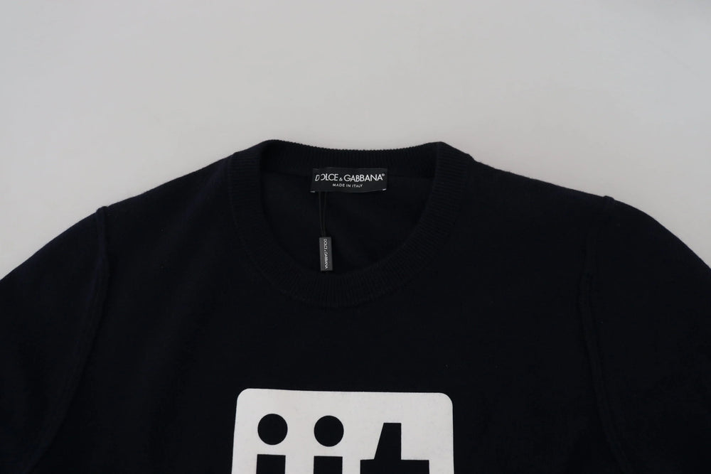 Dolce & Gabbana Blue Cashmere iit Print Pullover Sweater - Sweaters