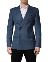 Dolce & Gabbana Blue Checked Double Breasted Men Suit Jacket - IT50 | L