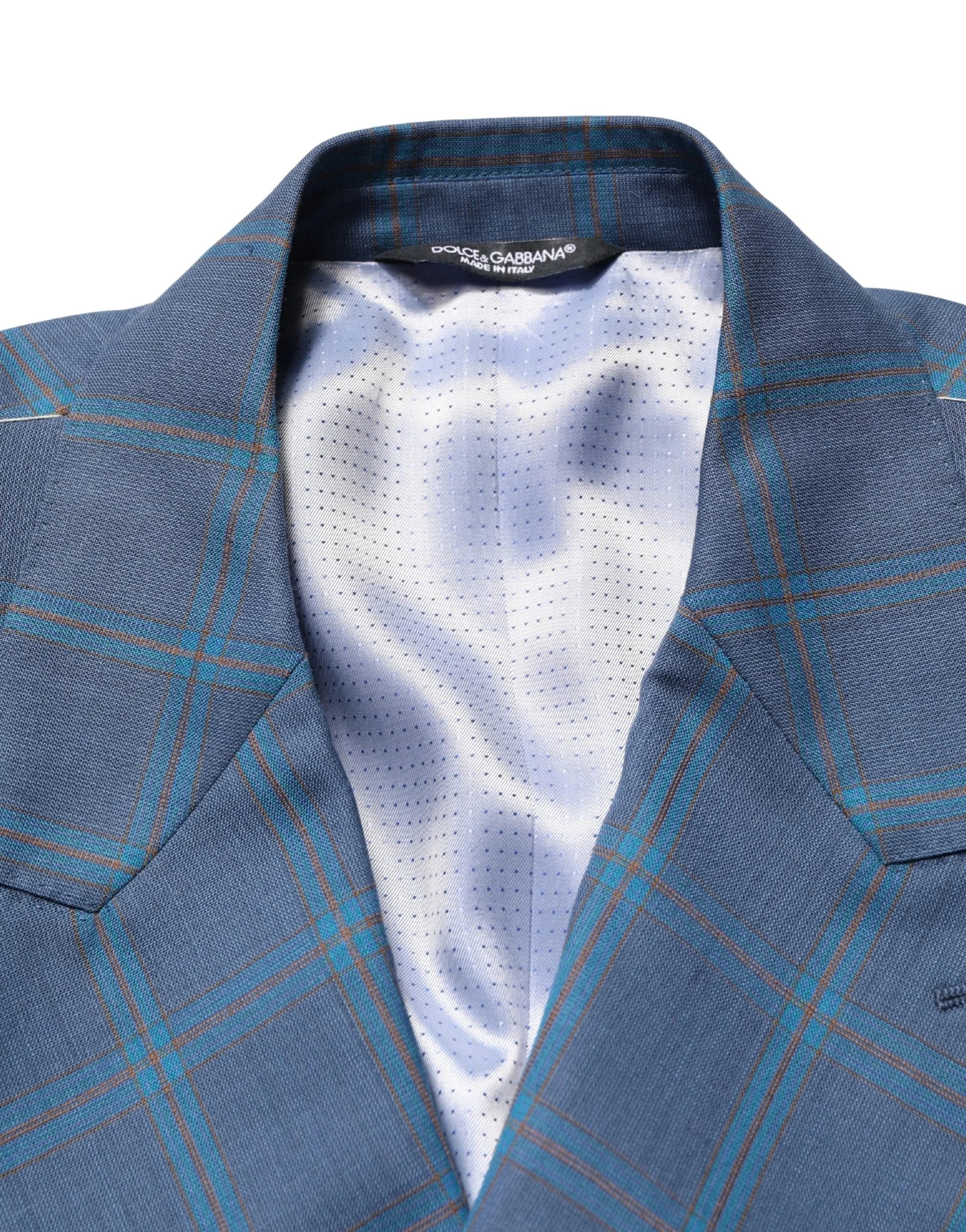 Dolce & Gabbana Blue Checked Double Breasted Men Suit Jacket - IT50 | L