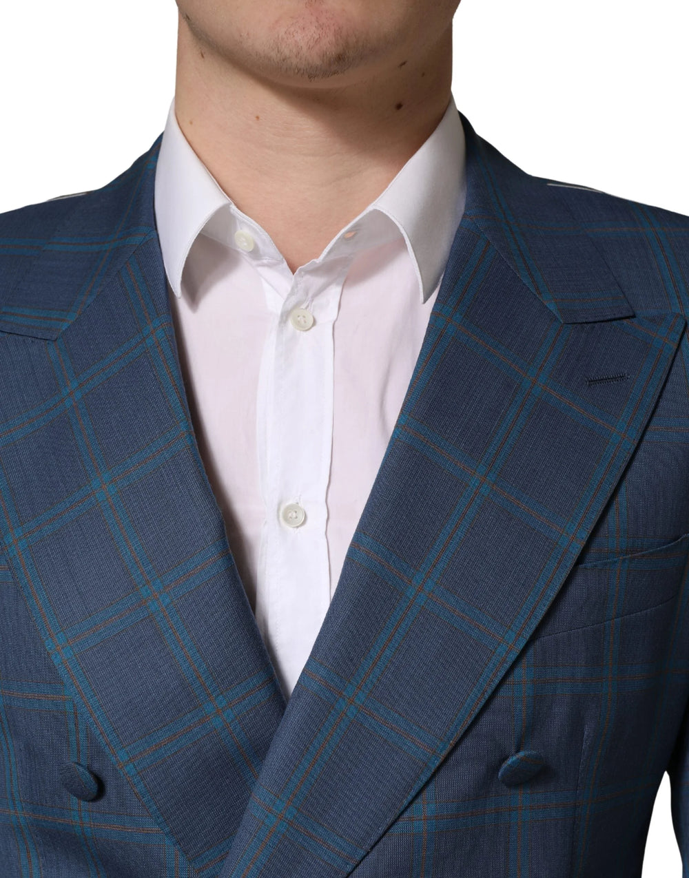 Dolce & Gabbana Blue Checked Double Breasted Men Suit Jacket - IT50 | L