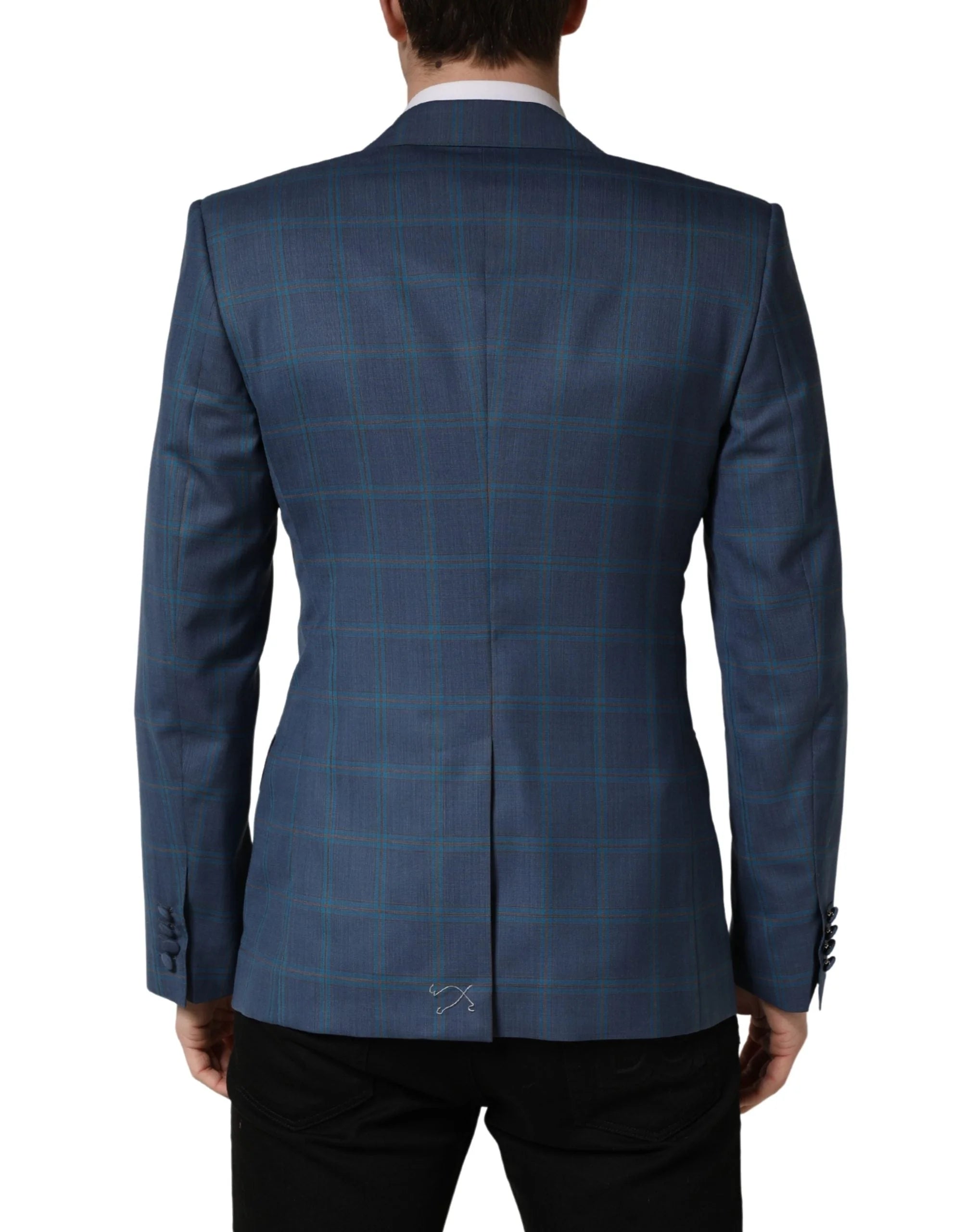 Dolce & Gabbana Blue Checked Double Breasted Men Suit Jacket - IT50 | L