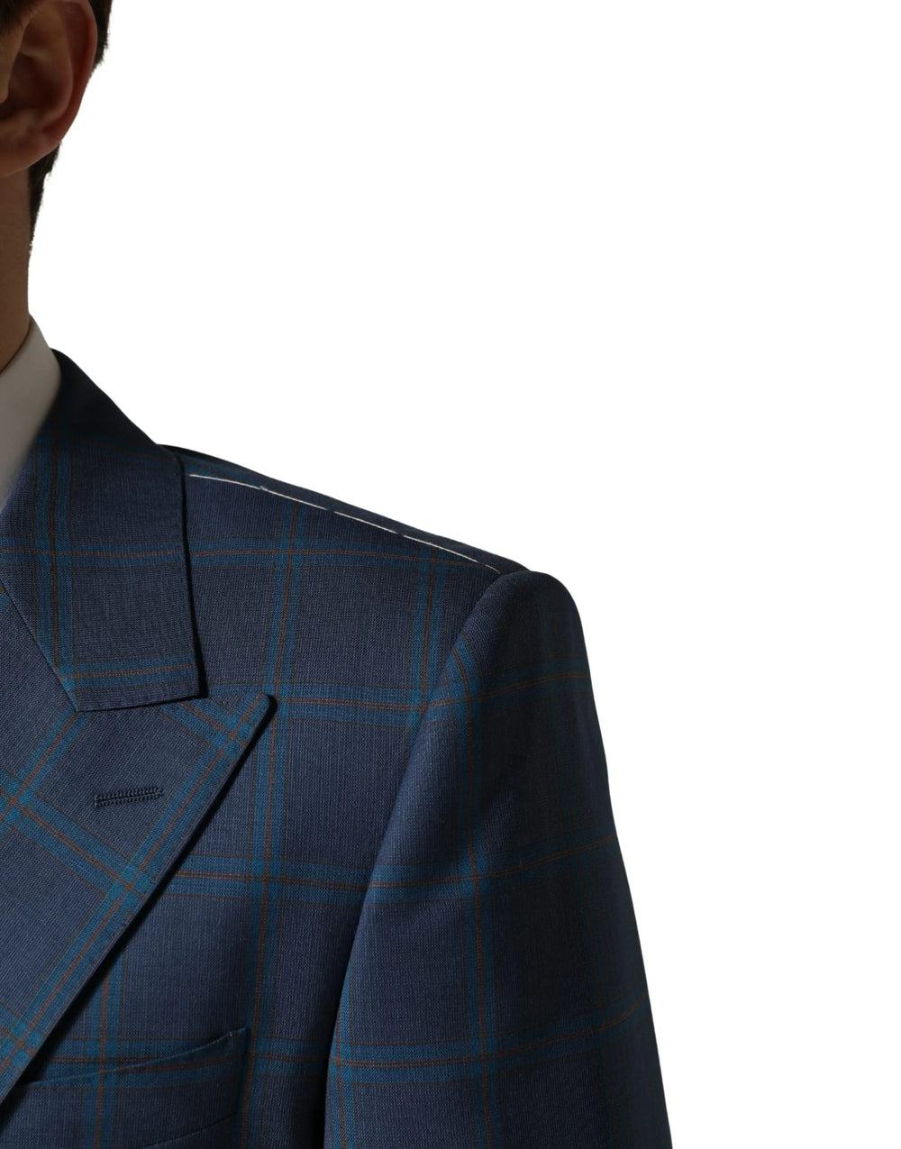 Dolce & Gabbana Blue Checked Double Breasted Men Suit Jacket - IT50 | L