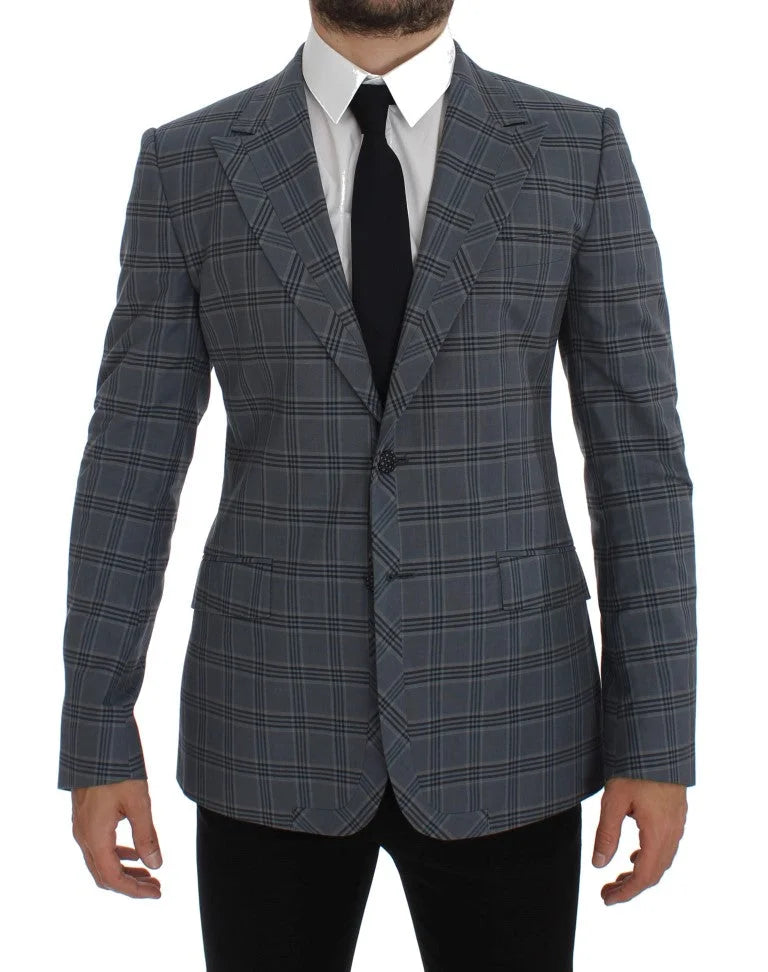 Dolce & Gabbana Blue Checkered Slim Fit Blazer Jacket - IT44 | XS - Sport Jackets