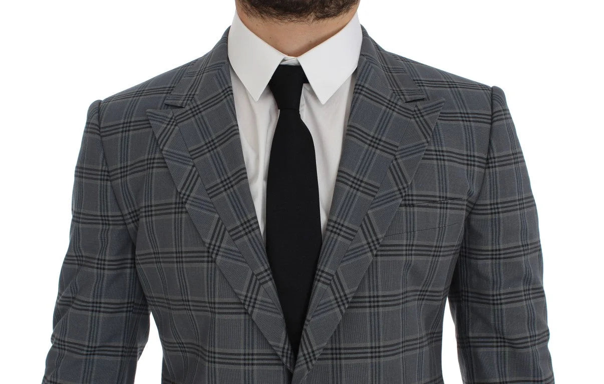 Dolce & Gabbana Blue Checkered Slim Fit Blazer Jacket - IT44 | XS - Sport Jackets