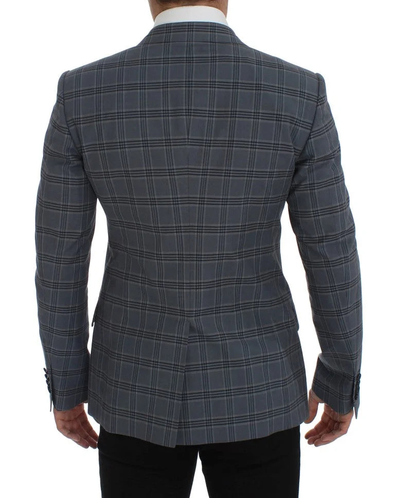 Dolce & Gabbana Blue Checkered Slim Fit Blazer Jacket - IT44 | XS - Sport Jackets