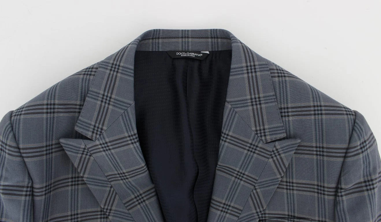 Dolce & Gabbana Blue Checkered Slim Fit Blazer Jacket - IT44 | XS - Sport Jackets