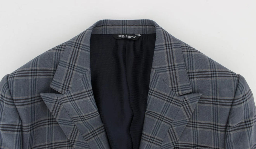 Dolce & Gabbana Blue Checkered Slim Fit Blazer Jacket - IT44 | XS - Sport Jackets