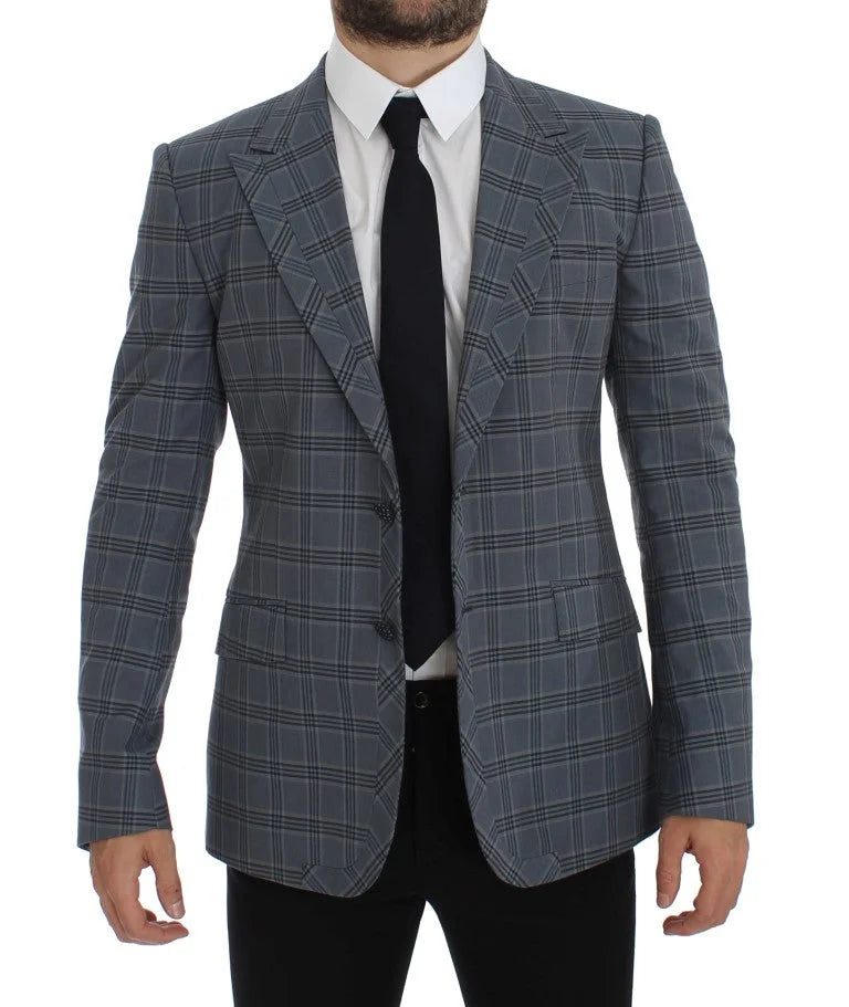 Dolce & Gabbana Blue Checkered Slim Fit Blazer Jacket - IT44 | XS - Sport Jackets