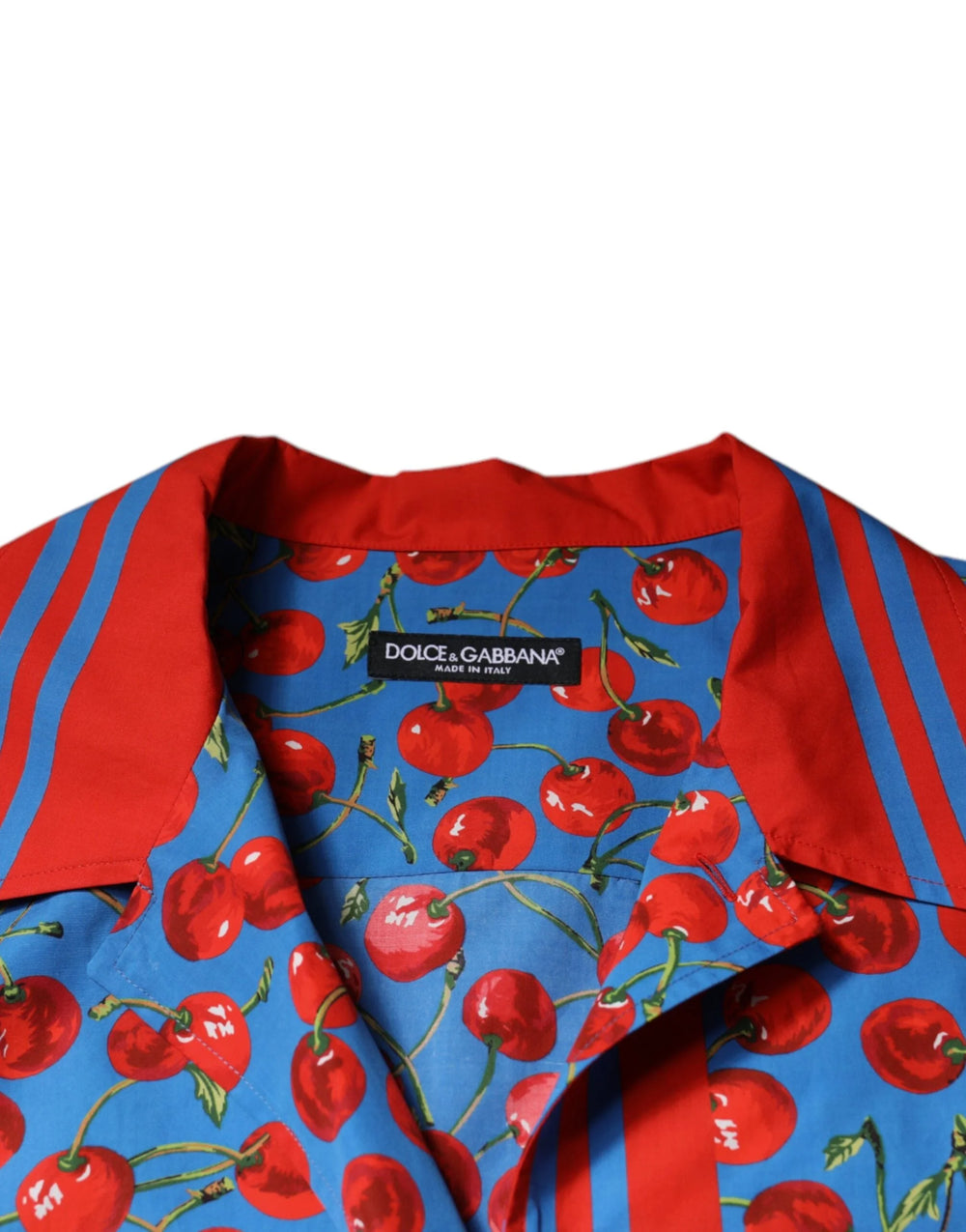Dolce & Gabbana Blue Cherry Cotton Button Down Casual Shirt - IT41 | L - Shirts