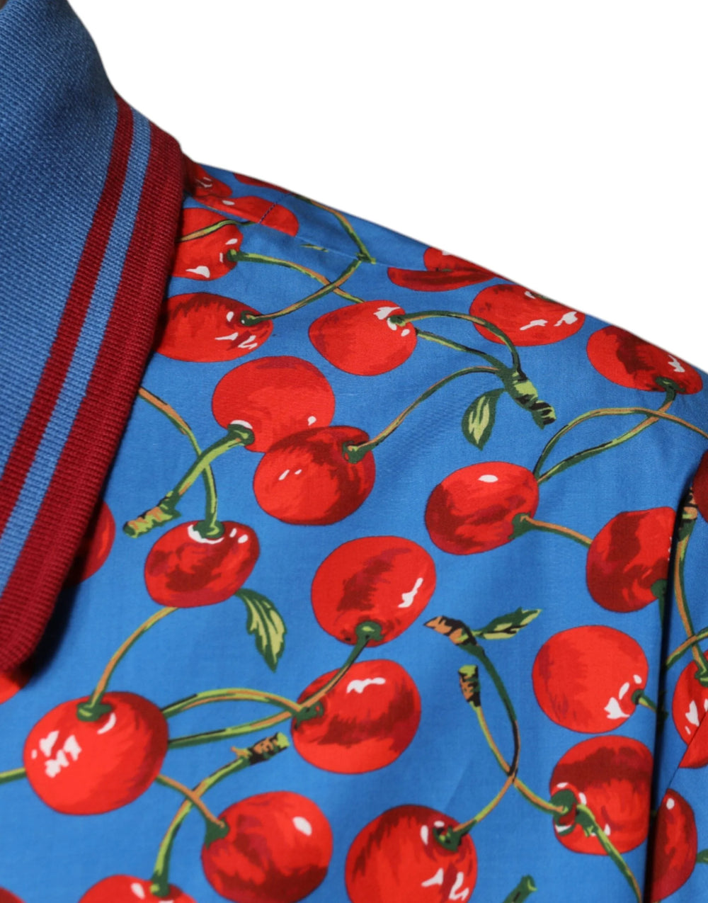 Dolce & Gabbana Blue Cherry Cotton Collared Men Polo T-shirt - IT48 | M - Polos