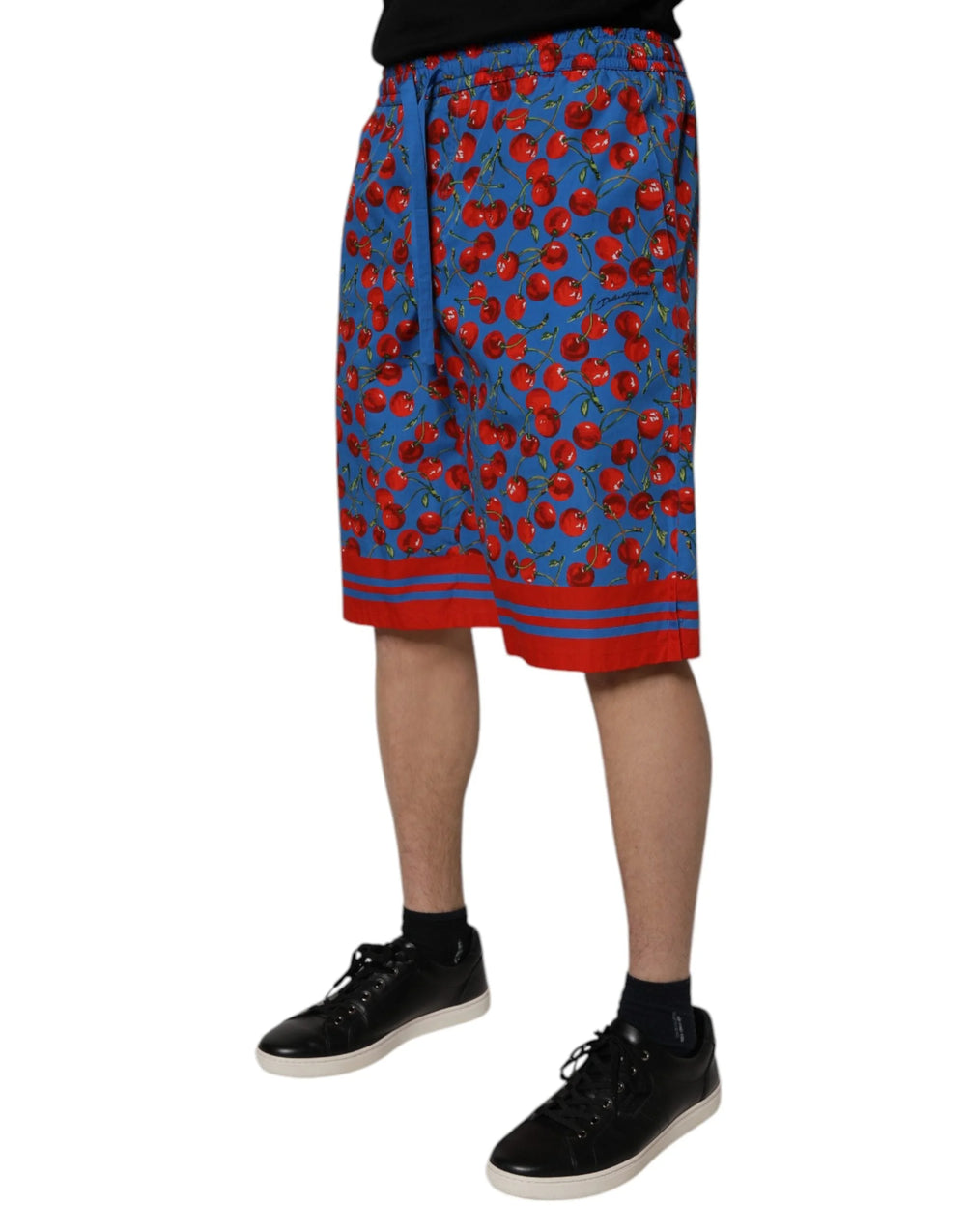 Dolce & Gabbana Blue Cherry Print Cotton Men Bermuda Shorts - IT48 | M - Bermudas