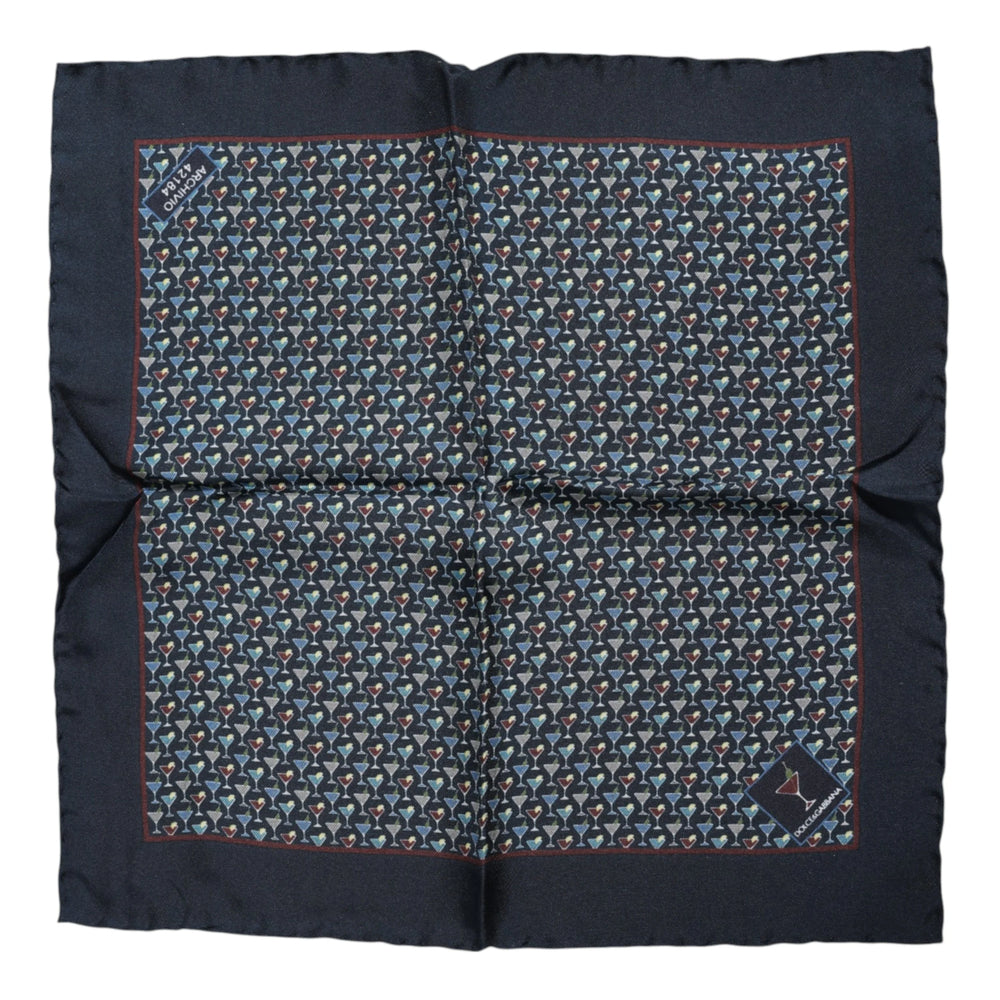 Dolce & Gabbana Blue Cocktail Silk Square Foulard Scarf - Scarves & Shawls
