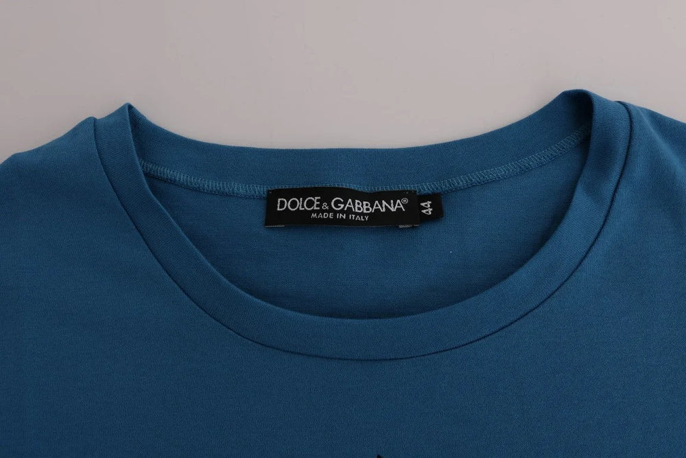 Dolce & Gabbana Blue Cotton 2017 Motive T-Shirt - IT44|L - T-Shirts