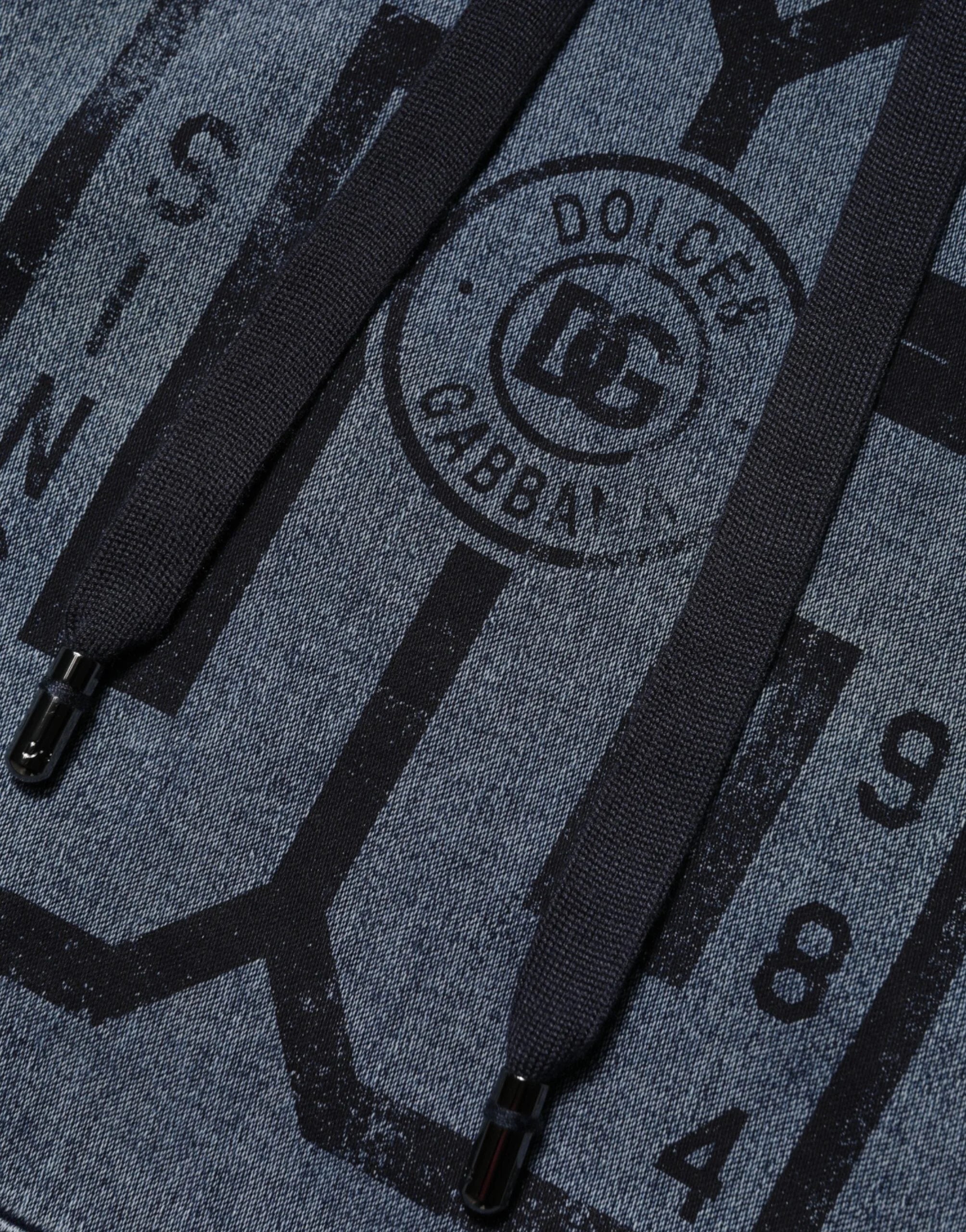 Dolce & Gabbana Blue Cotton Blend Hooded Sweatshirt Sweater - Hoodies