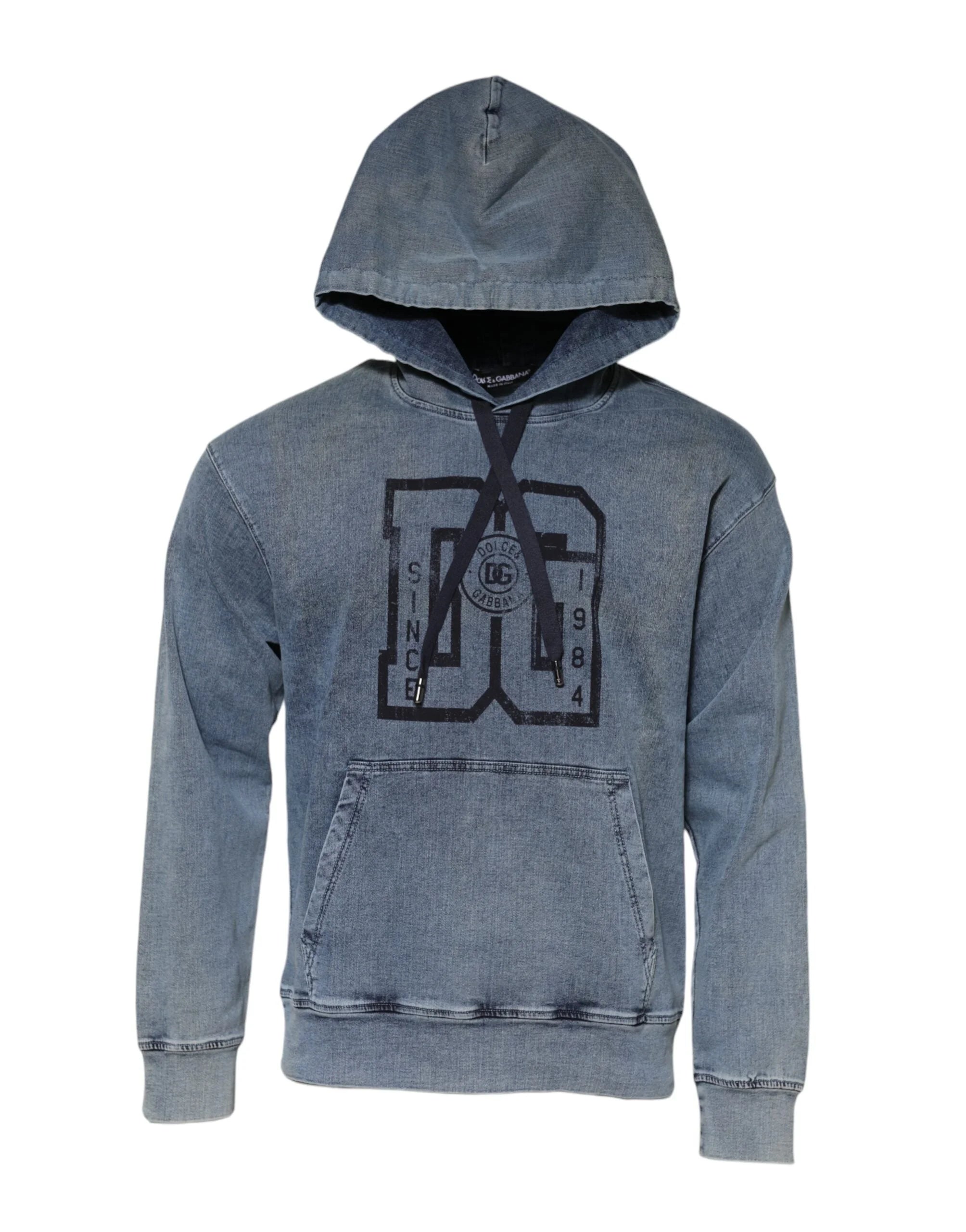 Dolce & Gabbana Blue Cotton Blend Hooded Sweatshirt Sweater - Hoodies
