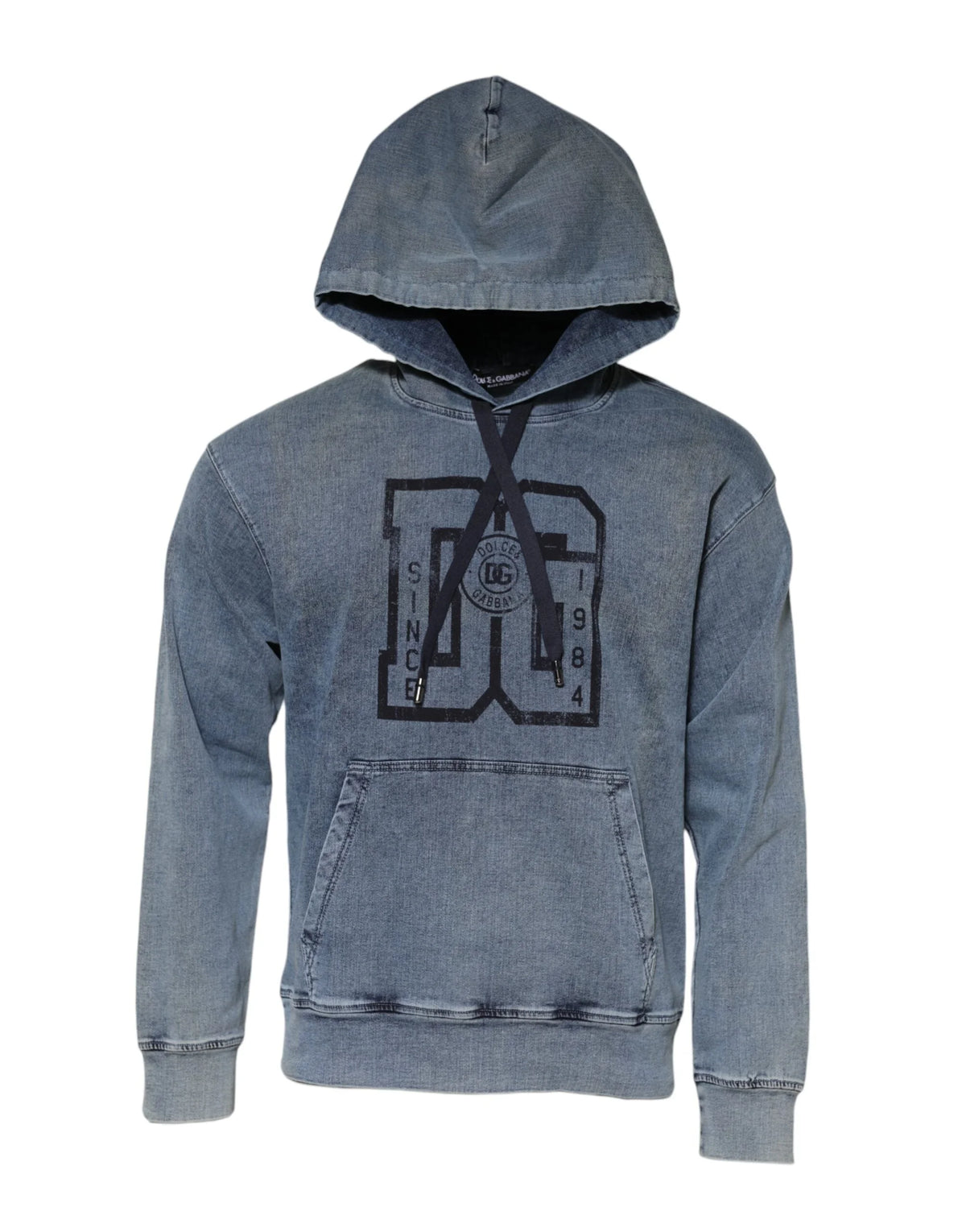 Dolce & Gabbana Blue Cotton Blend Hooded Sweatshirt Sweater - IT50 | L