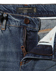 Dolce & Gabbana Blue Cotton Boyfriend Tattered Denim Jeans - IT36|XXS