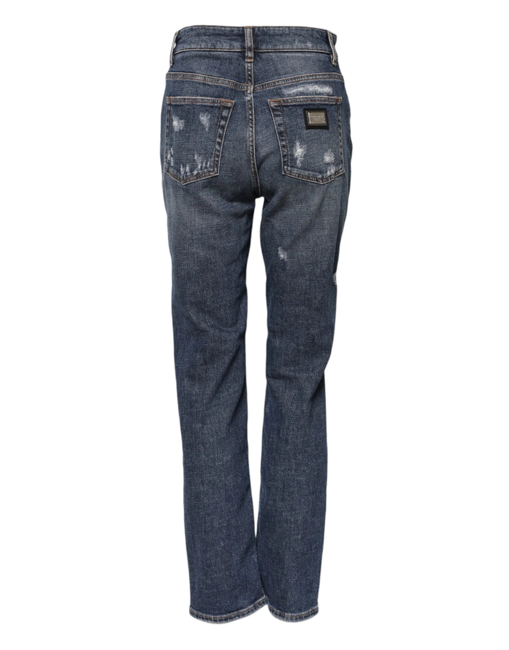 Dolce & Gabbana Blue Cotton Boyfriend Tattered Denim Jeans - IT38 | XS - Jeans