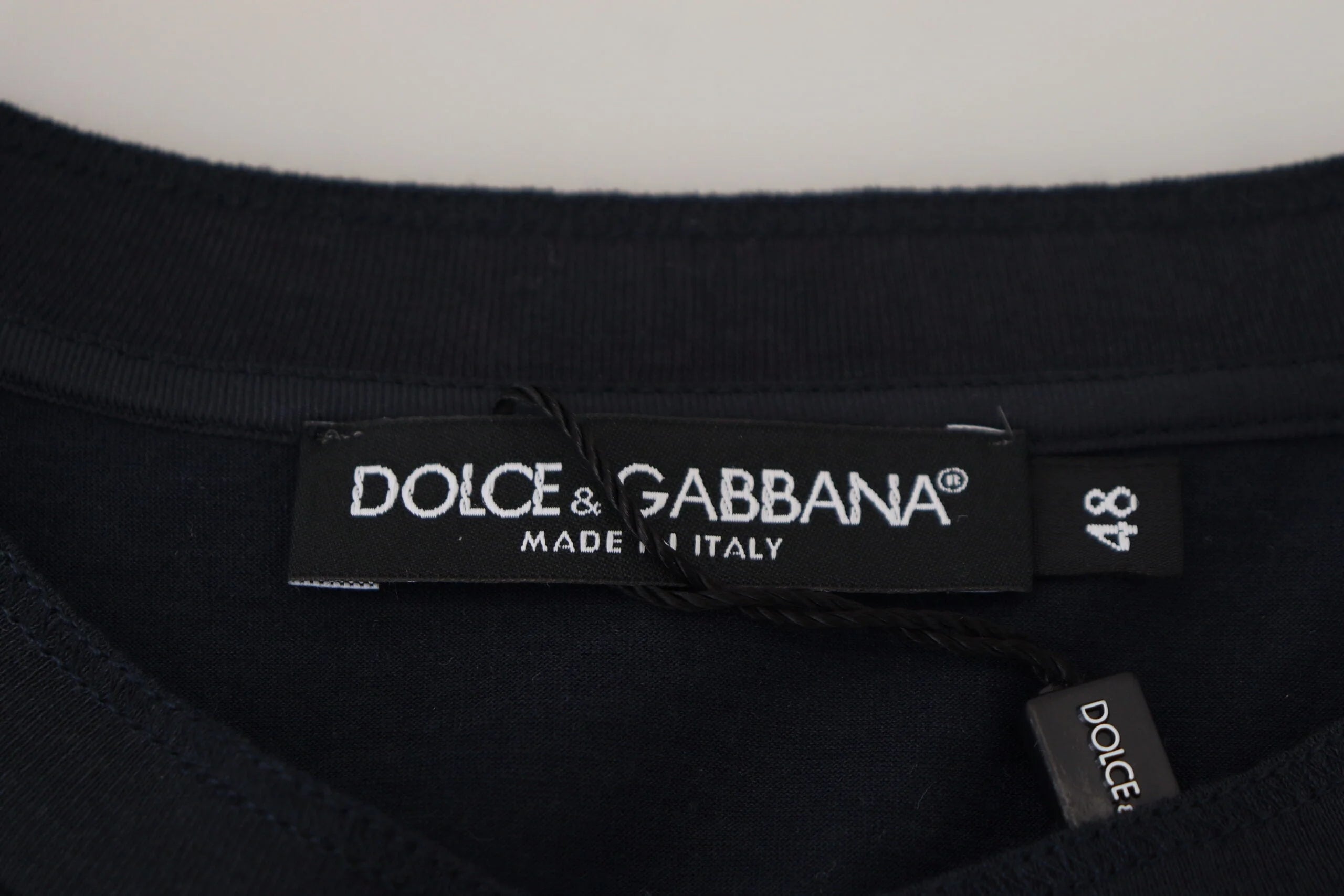 Dolce & Gabbana Blue Cotton Button Crewneck Pullover Sweater - IT46 | S - Sweaters