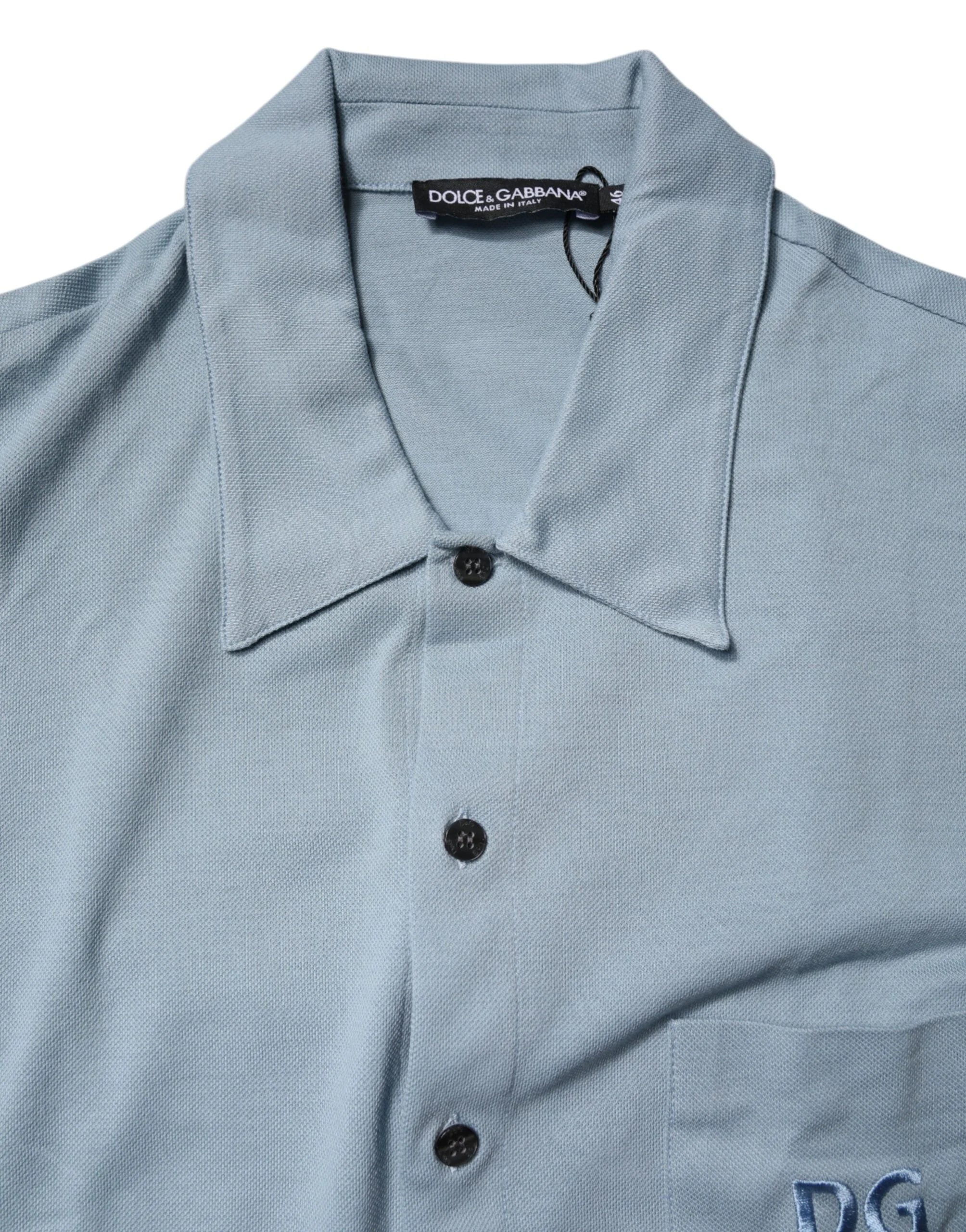 Dolce & Gabbana Blue Cotton Button Down Casual Men Polo Shirt - IT46 | S - Shirts