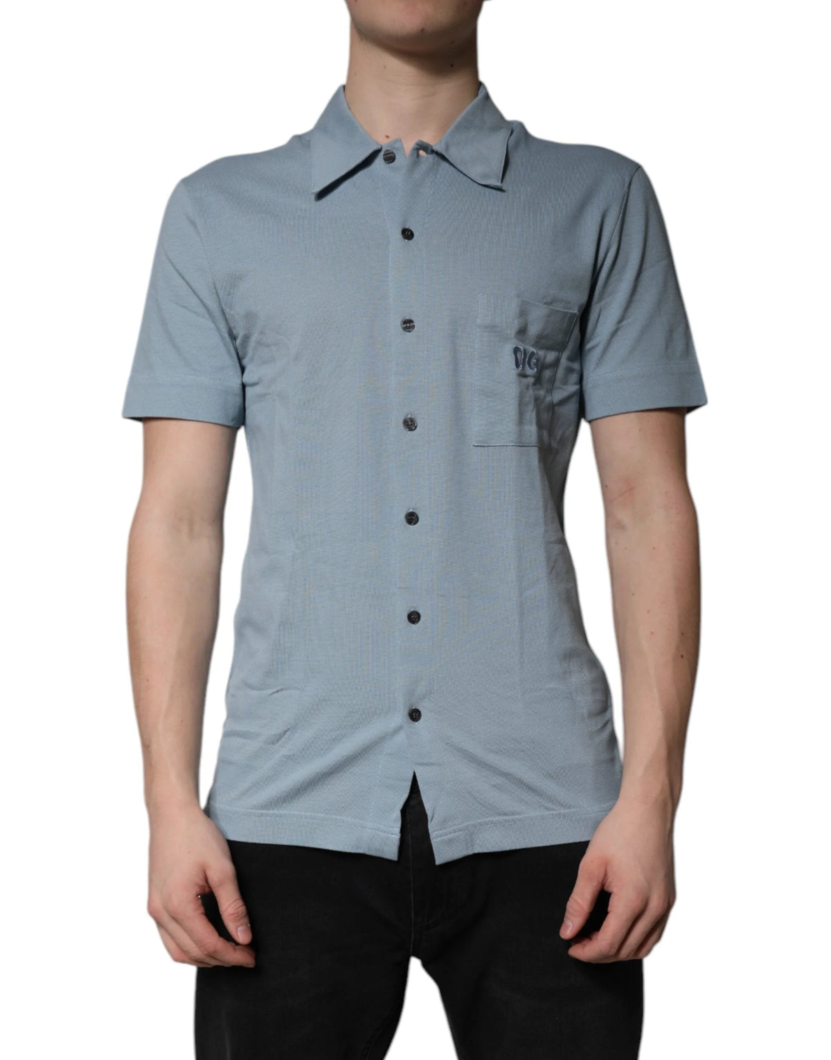 Dolce & Gabbana Blue Cotton Button Down Casual Men Polo Shirt - IT46 | S - Shirts