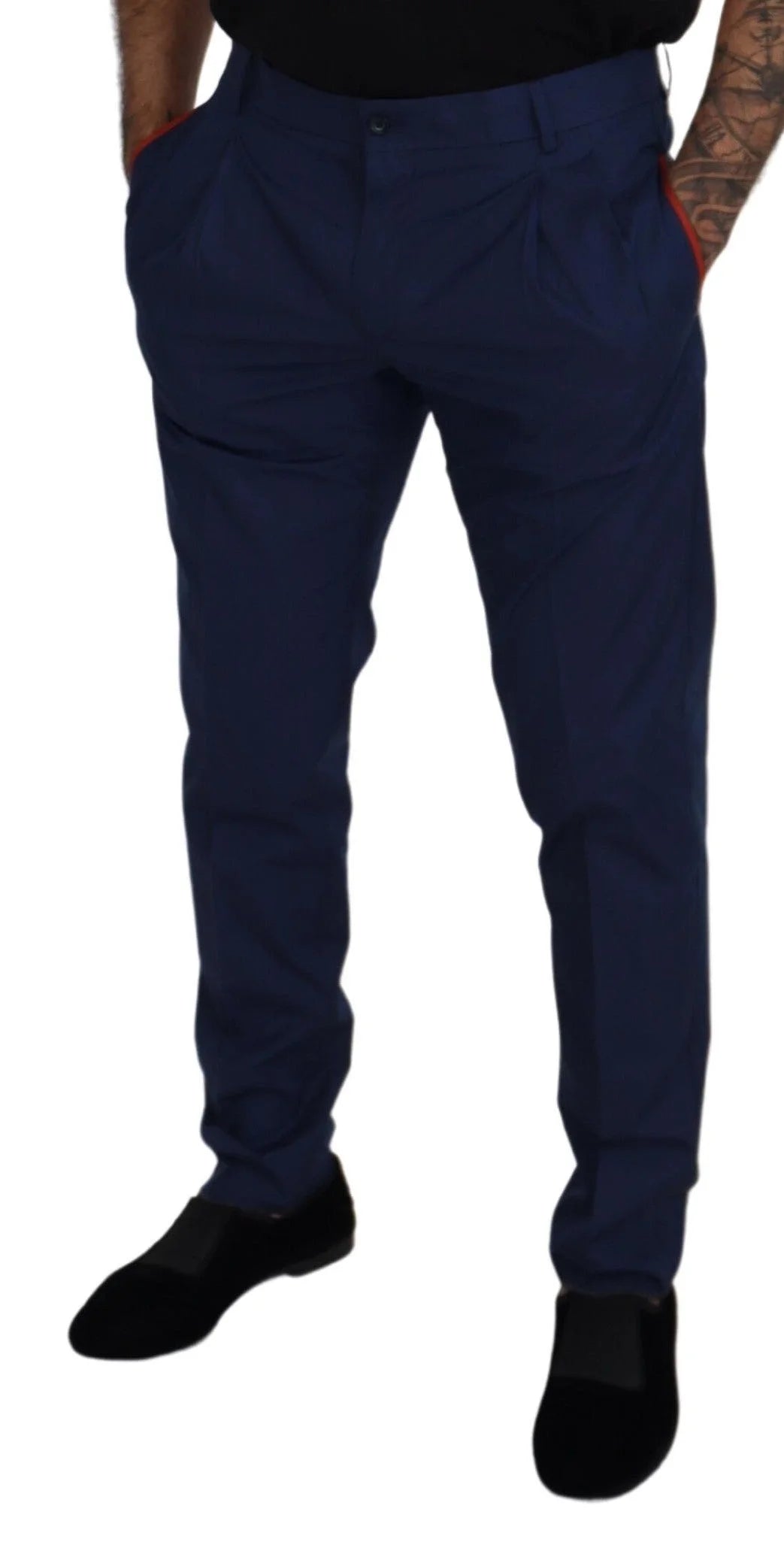 Dolce & Gabbana Blue Cotton Chino Formal Pants - Chinos