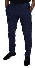 Dolce & Gabbana Blue Cotton Chino Formal Pants - Chinos