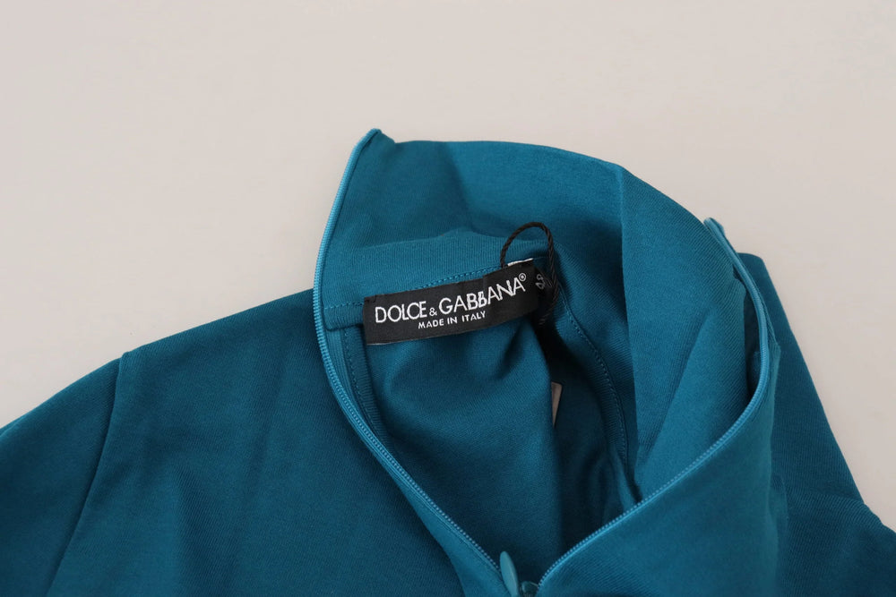 Dolce & Gabbana Blue Cotton Collared Slim Pullover Sweater - Sweaters