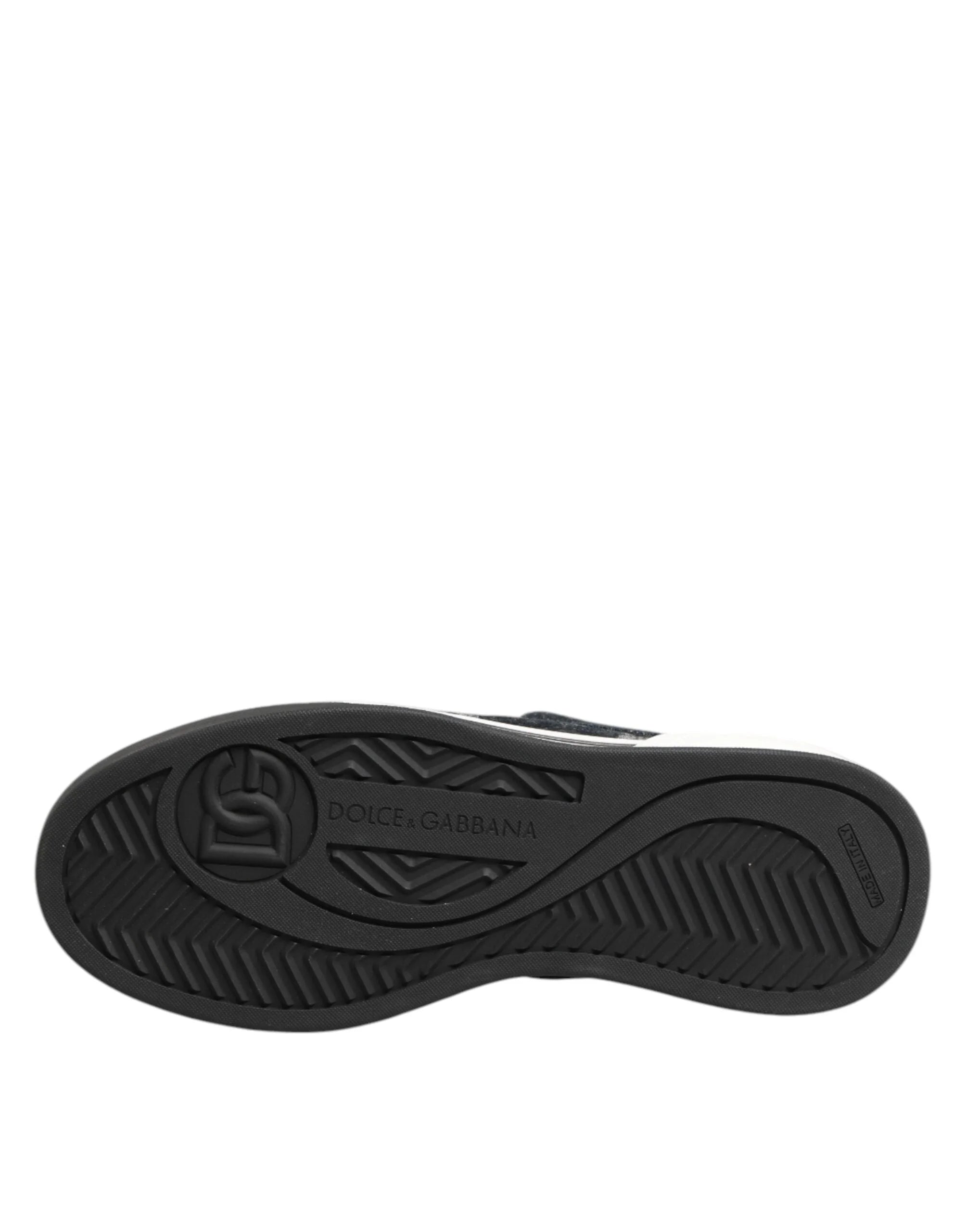 Dolce & Gabbana Blue Cotton Denim Logo Low Top Sneakers Shoes - EU44/US11 - Sneakers