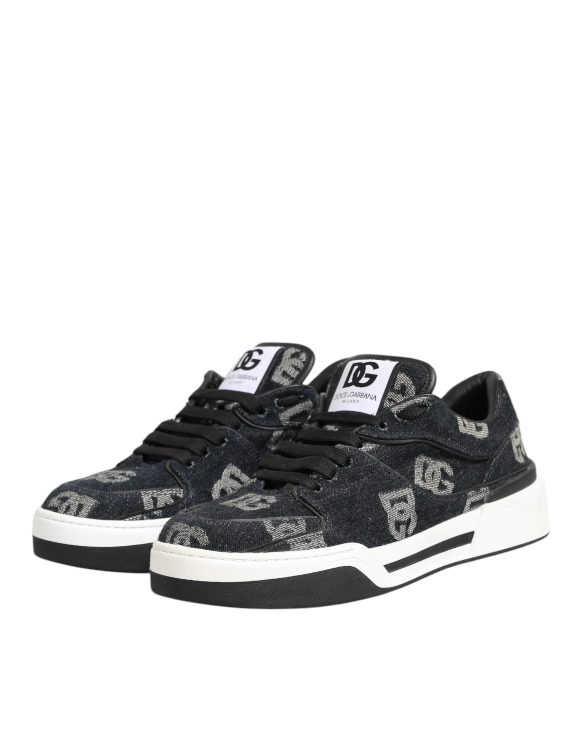 Dolce & Gabbana Blue Cotton Denim Logo Low Top Sneakers Shoes - EU44/US11 - Sneakers