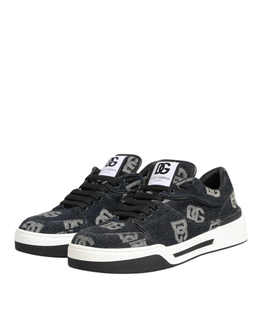 Dolce & Gabbana Blue Cotton Denim Logo Low Top Sneakers Shoes - EU44/US11 - Sneakers