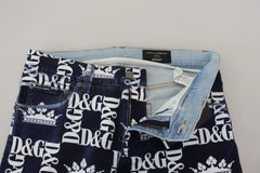 Dolce & Gabbana Blue Cotton DG Crown Skinny Denim Jeans - IT48 | M - Jeans