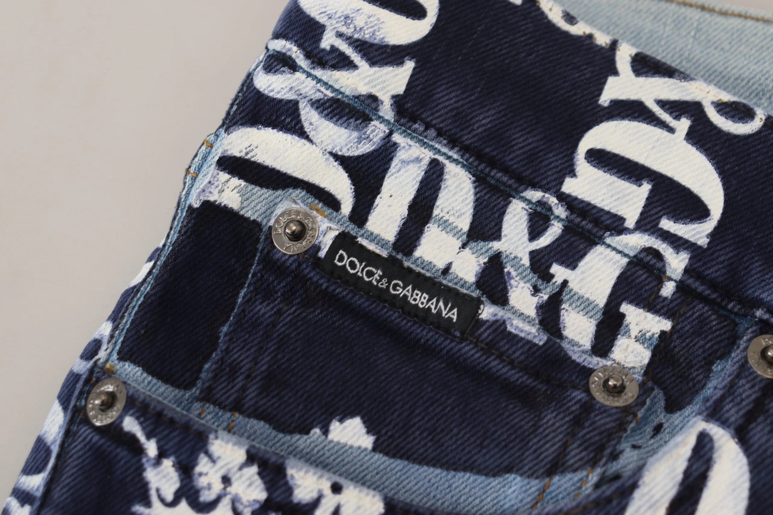 Dolce & Gabbana Blue Cotton DG Crown Skinny Denim Jeans - IT48 | M - Jeans