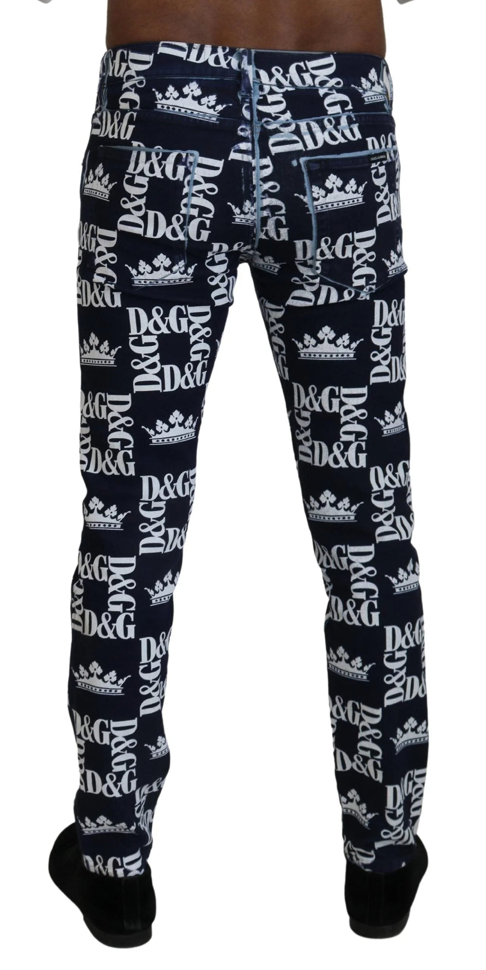 Dolce & Gabbana Blue Cotton DG Crown Skinny Denim Jeans - IT48 | M - Jeans