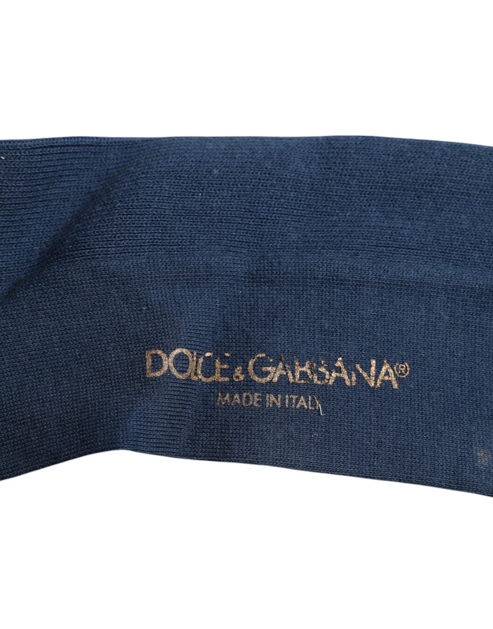 Dolce & Gabbana Blue Cotton DG Logo Over The Calf Socks - L - Crew Socks