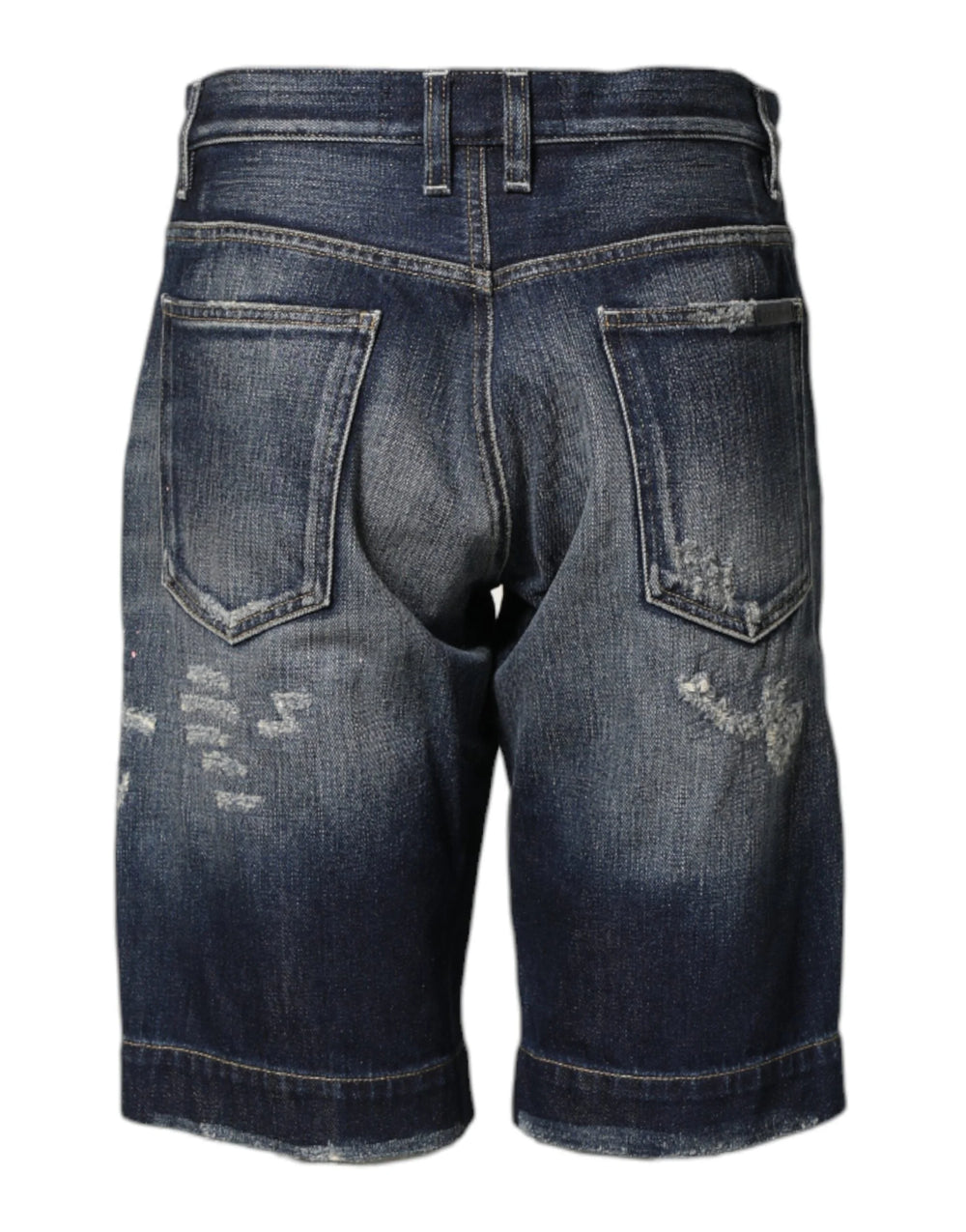 Dolce & Gabbana Blue Cotton Distressed Denim Bermuda Shorts - IT44 | XS